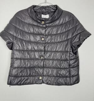 Patty Kim Womens Puffer Cap Sleeve Vest Women’s Large Gray Audrey $295